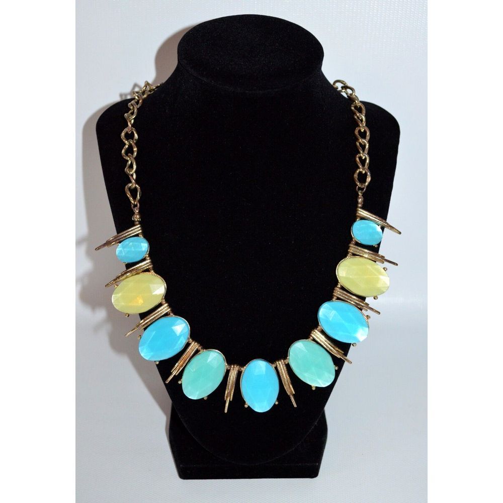 Vintage  Gold Tone Flat Faceted Bead‎ Necklace w/ Swivel Metal Spacers 20"